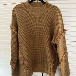 Michael Kors Camel Fringed Sweater